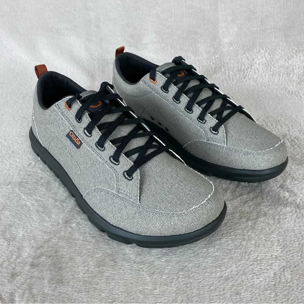 Oboz Passport Low Mens Sneakers 9 Gray Knit Canvas Hiking Trail Casual Shoes NEW